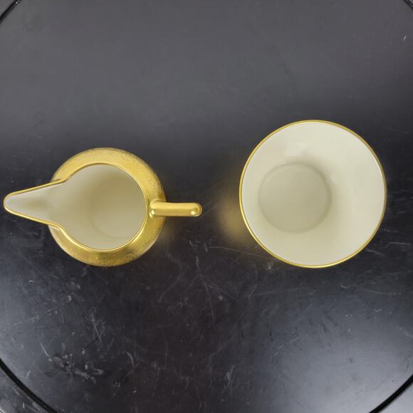 VINTAGE Pickard China Rose And Daisy 486 Gold Ceramic Creamer & Sugar Bowl Set - Picture 14 of 15